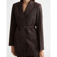 Снимка на SCOTCH&SODA WOMEN'S DOUBLE BREASTED LUREX PINSTRIPE BLAZER IN CHOCOLATE PLUM 6