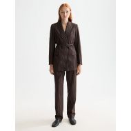 Снимка на SCOTCH&SODA WOMEN'S DOUBLE BREASTED LUREX PINSTRIPE BLAZER IN CHOCOLATE PLUM 7