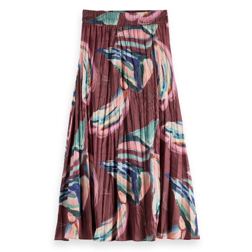 Снимка на SCOTCH&SODA WOMEN'S CRINKLE PLEAT MIDI SKIRT IN ABSTRACT MOUNTAIN