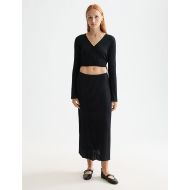 Снимка на SCOTCH&SODA WOMEN'S SKINNY RIB KNITTED WRAP DRESS IN METEORITE 4