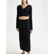 Снимка на SCOTCH&SODA WOMEN'S SKINNY RIB KNITTED WRAP DRESS IN METEORITE 6