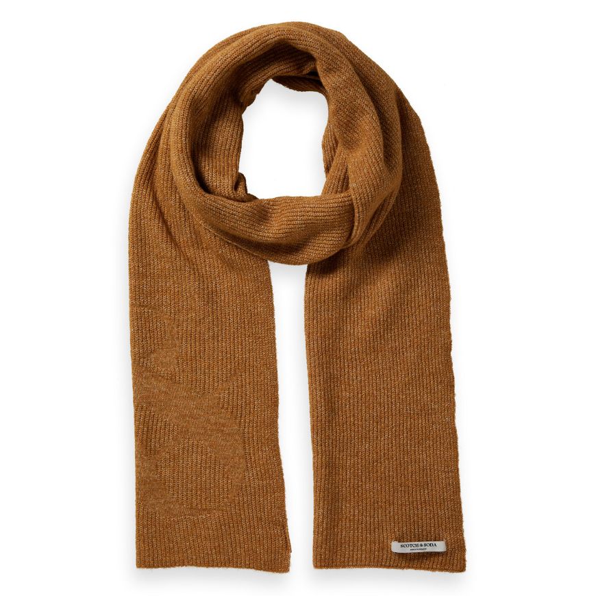 Снимка на SCOTCH&SODA WOMEN'S LOGO KNITTED SCARF IN TOBACCO MELANGE