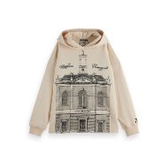 Picture of SCOTCH&SODA WOMEN'S 750 YEARS ARTWORK HOODIE IN SANDSHELL 1