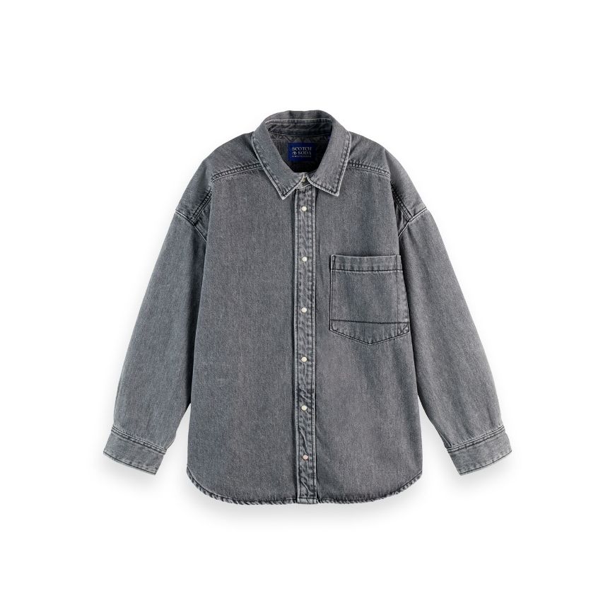 Снимка на SCOTCH&SODA WOMEN'S WASHED DENIM OVERSHIRT - BLACK SPARK IN BLACK SPARK