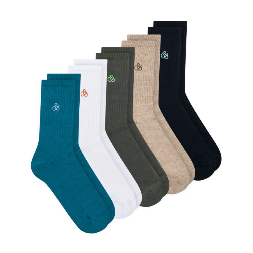 Picture of SCOTCH&SODA MEN'S 5PACK 1/2 TERRY COTTON BLEND GIFT SET BOX IN MULTICOLOUR