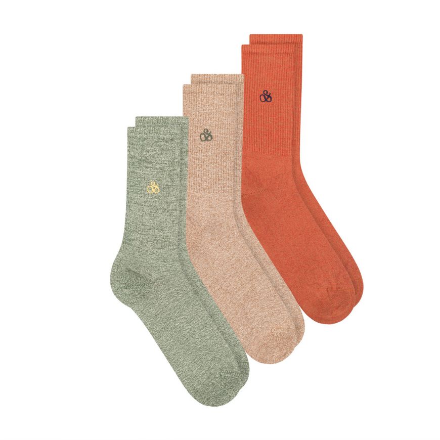 Picture of SCOTCH&SODA MEN'S 3PACK NON TERRY RIBBED CREW IN GREEN BROWN ORANGE