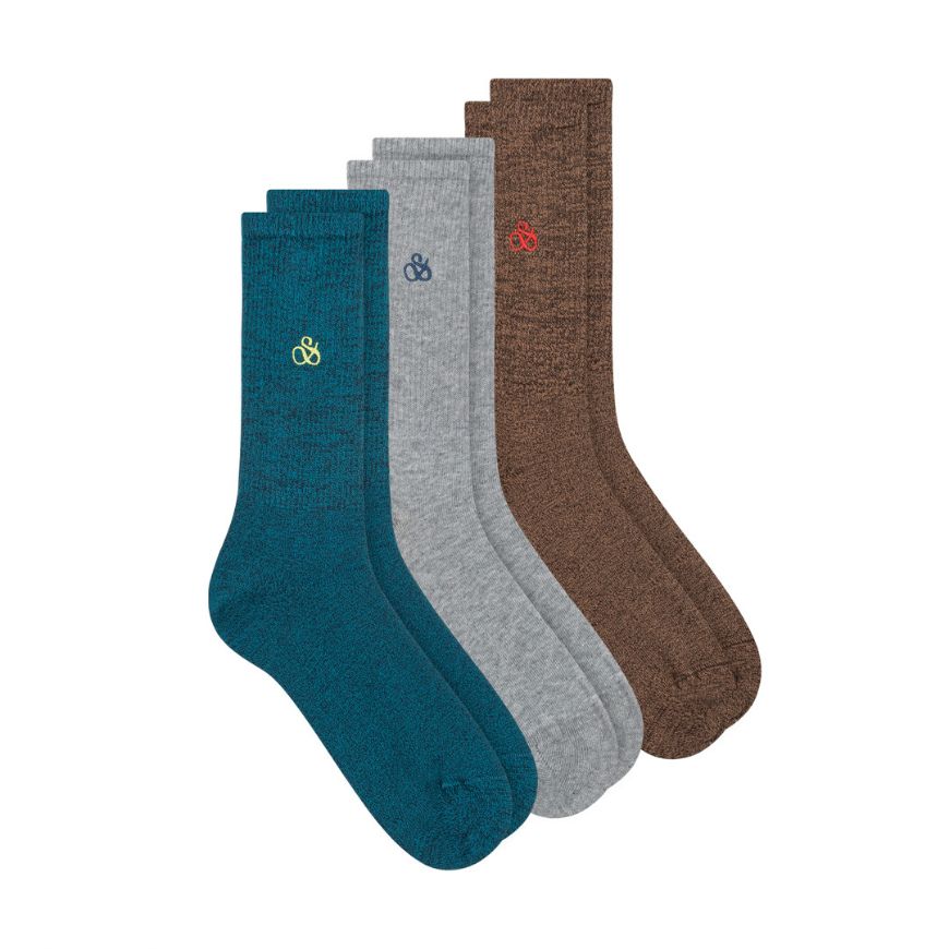 Picture of SCOTCH&SODA MEN'S 3PACK NON TERRY RIBBED CREW IN BLUE GREY BROWN