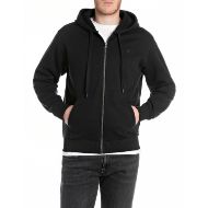 Picture of REPLAY MEN'S BRUSHED FLEECE FULL-ZIP HOODY WITH LOGO IN BLACK 1
