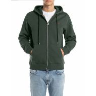Picture of REPLAY MEN'S FULL-ZIP HOODY WITH LOGO IN BOTTLE GREEN 1