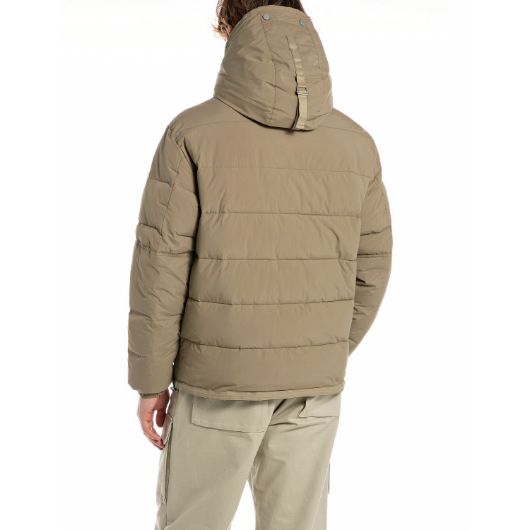 Show details for REPLAY MEN'S RECYCLED NYLON TASLAN JACKET IN LIGHT COFFEE 2 - FanPoint Picture of REPLAY MEN'S RECYCLED NYLON TASLAN JACKET IN LIGHT COFFEE 2