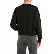 Picture of REPLAY WOMEN'S CROPPED SWEATSHIRT WITH EMBROIDERY IN BLACK 2