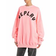 Picture of REPLAY WOMEN'S OVERSIZED SWEATSHIRT WITH CREW NECK IN FUCSIA 1