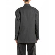 Picture of REPLAY WOMEN'S RELAXED-FIT BLAZER IN DARK GREY MELANGE 2