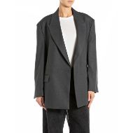 Picture of REPLAY WOMEN'S RELAXED-FIT BLAZER IN DARK GREY MELANGE 7