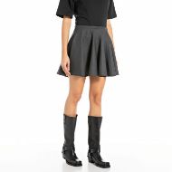 Picture of REPLAY WOMEN'S MINI TWILL SKIRT IN DARK GREY MELANGE 1