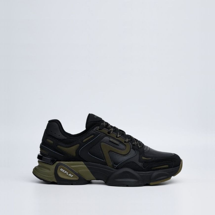 Picture of REPLAY MEN'S DESTINY M CONTEST SNEAKERS IN BLACK AND GREEN