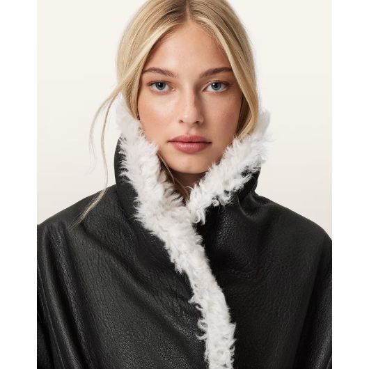 Показвай детайлите за ALLSAINTS ДАМСКО КОЖЕНО ЯКЕ LIBRA SHEARLING В ЧЕРНО/БЯЛО Снимка на ALLSAINTS ДАМСКО КОЖЕНО ЯКЕ LIBRA SHEARLING В ЧЕРНО/БЯЛО