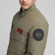Picture of REPLAY MEN'S FULL-ZIP SHACKET WITH PATCHES IN MUD 5