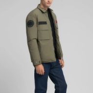 Picture of REPLAY MEN'S FULL-ZIP SHACKET WITH PATCHES IN MUD 2