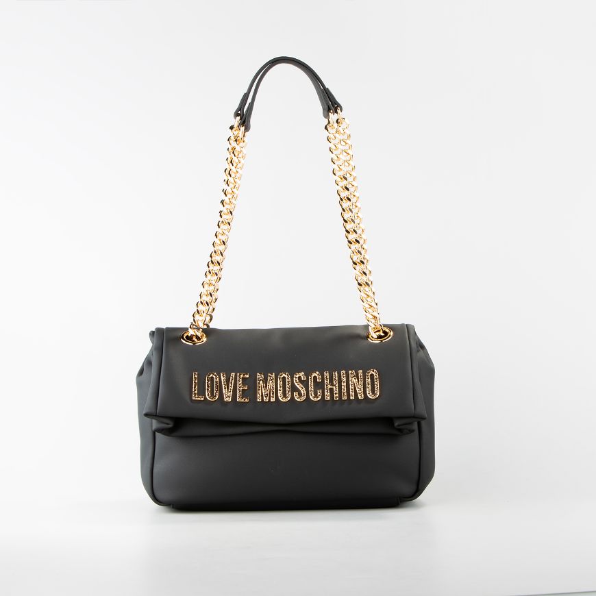 Снимка на LOVE MOSCHINO BOLD LOVE ДАМСКА ЧАНТА ПРЕЗ РАМО С РЕЛЕФНО ЛОГО В ЧЕРНО