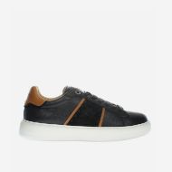 Picture of LA MARTINA MEN'S BLUBBER LEATHER SNEAKERS IN BLACK 1