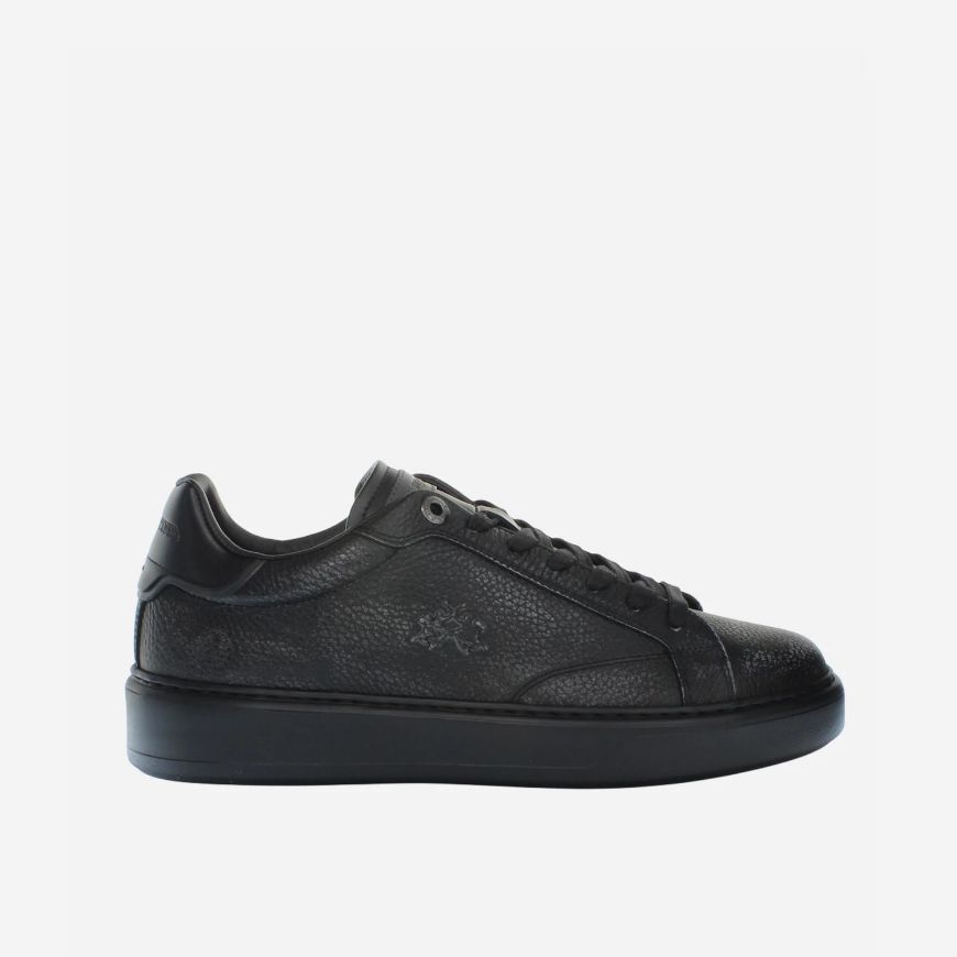 Picture of LA MARTINA MEN'S MUFLONE LEATHER SNEAKERS IN BLACK