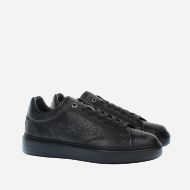 Picture of LA MARTINA MEN'S MUFLONE LEATHER SNEAKERS IN BLACK 2