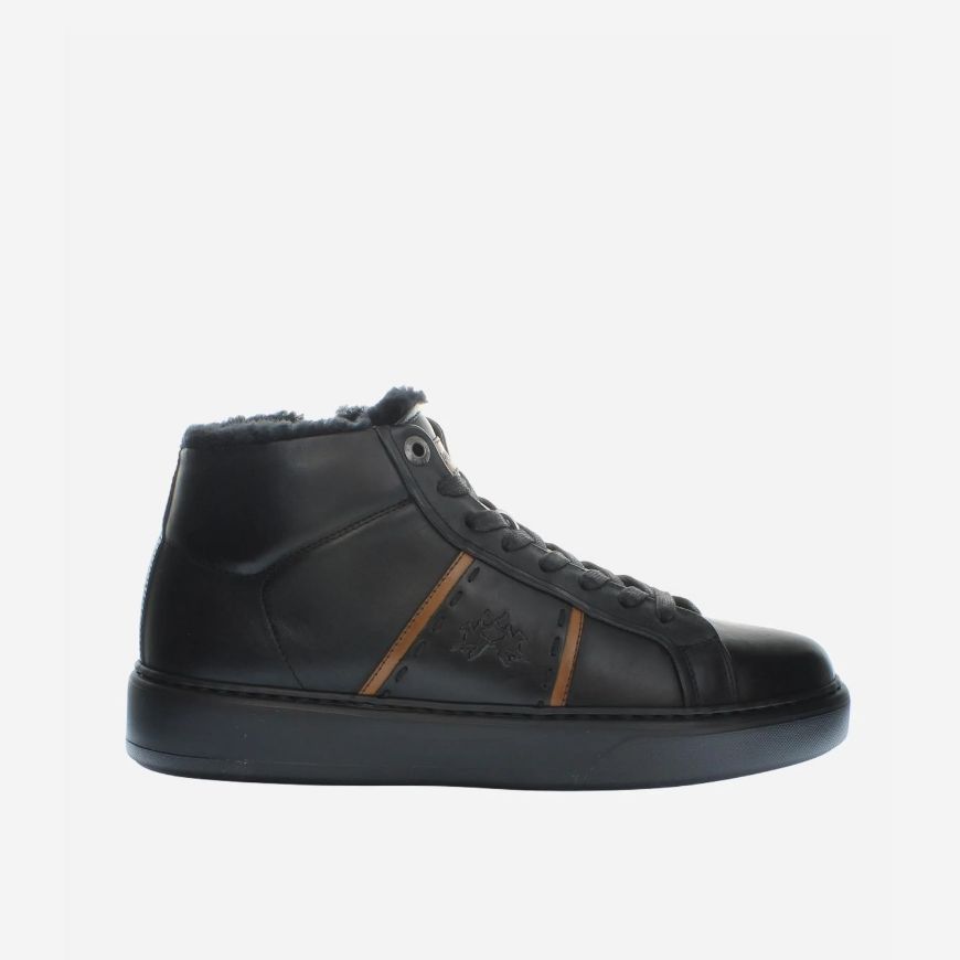 Picture of LA MARTINA MEN'S TODI HIGH LEATHER SNEAKERS IN BLACK