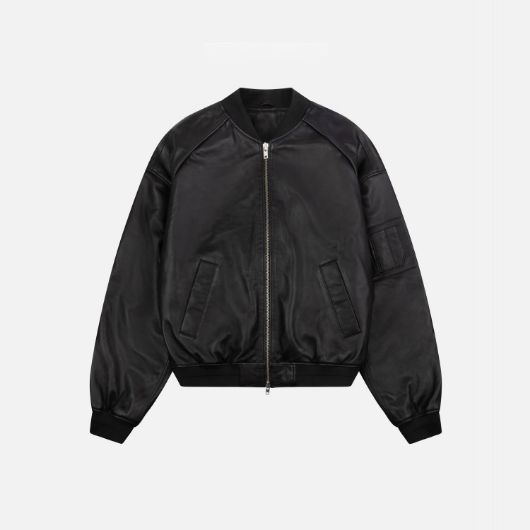 Show details for OTP MEN'S LEATHER PADDED BOMBER JACKET IN BLACK 1 - FanPoint Picture of OTP MEN'S LEATHER PADDED BOMBER JACKET IN BLACK 1
