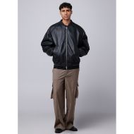 Picture of OTP MEN'S LEATHER PADDED BOMBER JACKET IN BLACK 5
