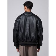 Picture of OTP MEN'S LEATHER PADDED BOMBER JACKET IN BLACK 4