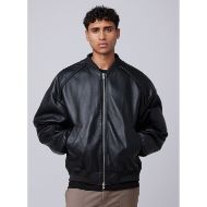 Picture of OTP MEN'S LEATHER PADDED BOMBER JACKET IN BLACK 3