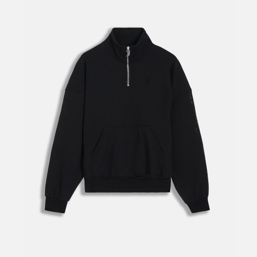 Picture of JUICY COUTURE WOMEN'S CASTELLA DIAMANTE OVERSIZED CROPPED HOODIE IN BLACK