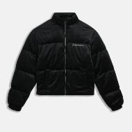 Picture of JUICY COUTURE WOMEN'S MARGO VELOUR PUFFER JACKET WITH JUICY DIAMANTE LOGO IN BLACK 1