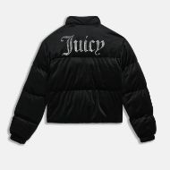 Picture of JUICY COUTURE WOMEN'S MARGO VELOUR PUFFER JACKET WITH JUICY DIAMANTE LOGO IN BLACK 2
