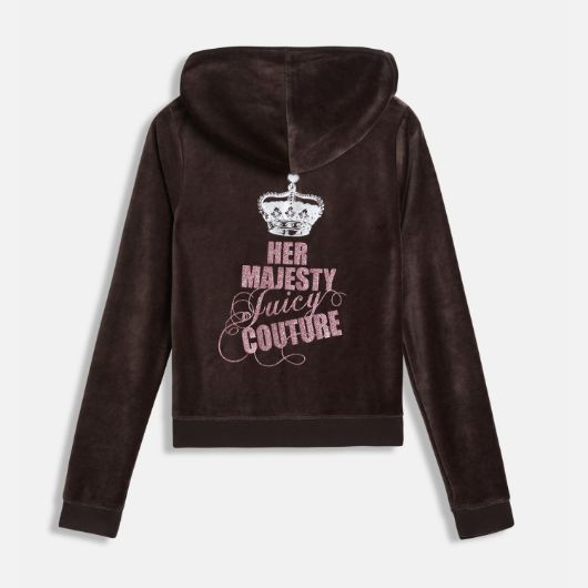 Показвай детайлите за JUICY COUTURE ДАМСКИ ВТАЛЕН СУИТШЪРТ С HER MAJESTY GLITTER ПРИНТ В КАФЯВО 2 - FanPoint Снимка на JUICY COUTURE ДАМСКИ ВТАЛЕН СУИТШЪРТ С HER MAJESTY GLITTER ПРИНТ В КАФЯВО 2