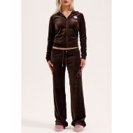 Picture of JUICY COUTURE WOMEN'S SLIM FIT HOODIE WITH HER MAJESTY GLITTER PRINT IN BROWN 7