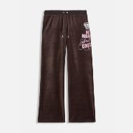 Picture of JUICY COUTURE WOMEN'S LOW RISE TRACKPANTS WITH HER MAJESTY GLITTER PRINT IN BROWN 1