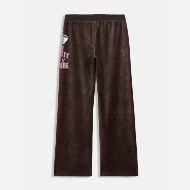 Picture of JUICY COUTURE WOMEN'S LOW RISE TRACKPANTS WITH HER MAJESTY GLITTER PRINT IN BROWN 2