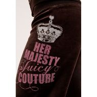 Picture of JUICY COUTURE WOMEN'S LOW RISE TRACKPANTS WITH HER MAJESTY GLITTER PRINT IN BROWN 3