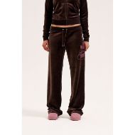 Picture of JUICY COUTURE WOMEN'S LOW RISE TRACKPANTS WITH HER MAJESTY GLITTER PRINT IN BROWN 5