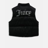 Picture of JUICY COUTURE WOMEN'S VELOUR CROP GILET WITH JUICY DIAMANTE LOGO IN BLACK 2