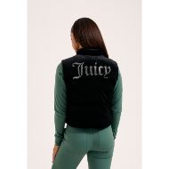 Picture of JUICY COUTURE WOMEN'S VELOUR CROP GILET WITH JUICY DIAMANTE LOGO IN BLACK 9