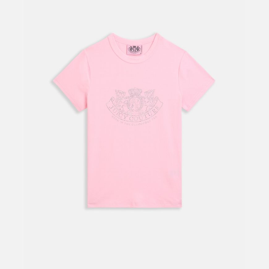 Снимка на JUICY COUTURE ДАМСКА ТЕНИСКА С ЛОГО DOG CREST DIAMANTE В РОЗОВО