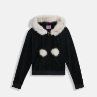 Picture of JUICY COUTURE WOMEN'S VELOUR HOODIE WITH HERITAGE BRANDING IN BLACK 1