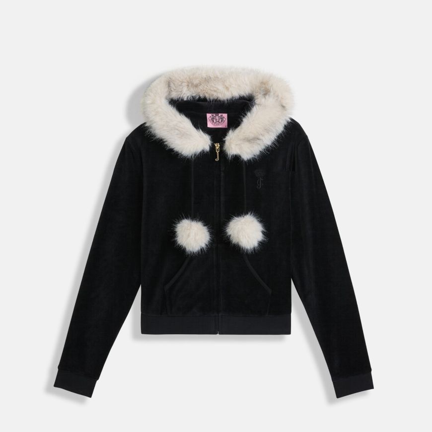Picture of JUICY COUTURE WOMEN'S VELOUR HOODIE WITH HERITAGE BRANDING IN BLACK
