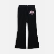Picture of JUICY COUTURE WOMEN'S VELOUR ULTRA LOW RISE TRACKPANTS WITH DOG CREST EMBROIDERY IN BLACK 1