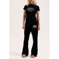 Picture of JUICY COUTURE WOMEN'S VELOUR ULTRA LOW RISE TRACKPANTS WITH DOG CREST EMBROIDERY IN BLACK 8