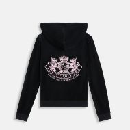 Picture of JUICY COUTURE WOMEN'S VELOUR SLIM FIT HOODIE WITH DOG CREST EMBROIDERY IN BLACK 2