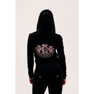 Picture of JUICY COUTURE WOMEN'S VELOUR SLIM FIT HOODIE WITH DOG CREST EMBROIDERY IN BLACK 7